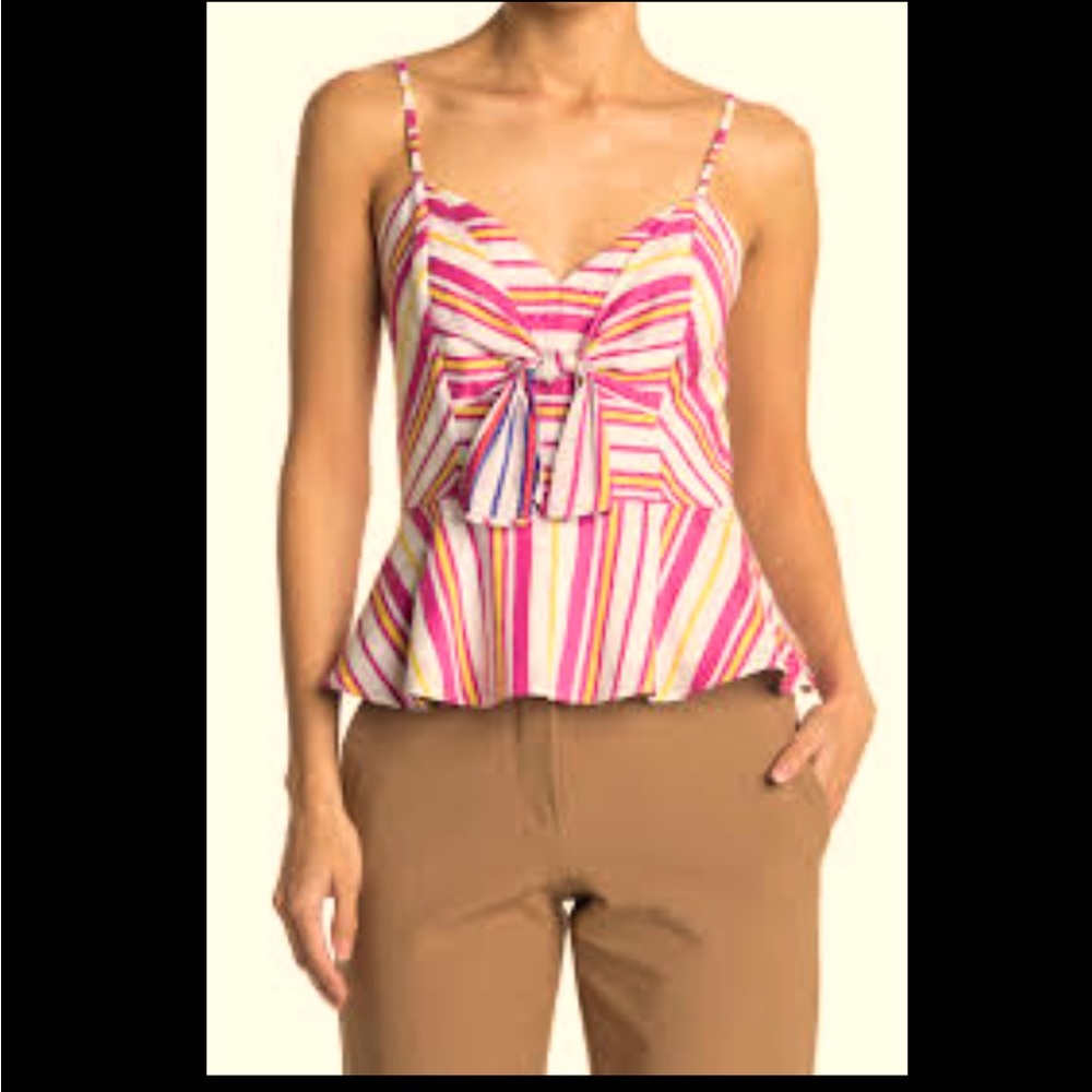 PARKER Womens White Striped Spaghetti Strap Sweetheart Neckline Top Size Small